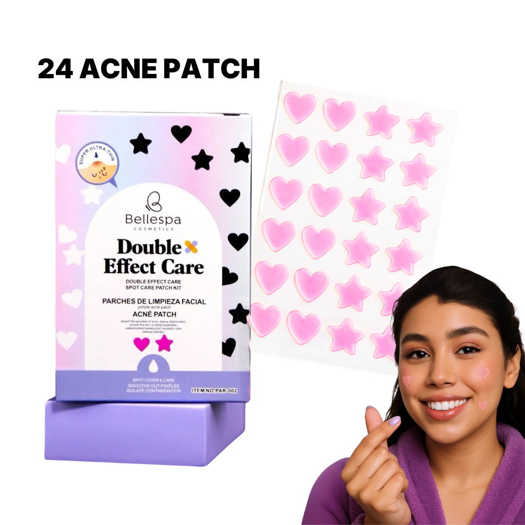 24 Parches para Acné Hidrocoloide Corazón y Estrellas