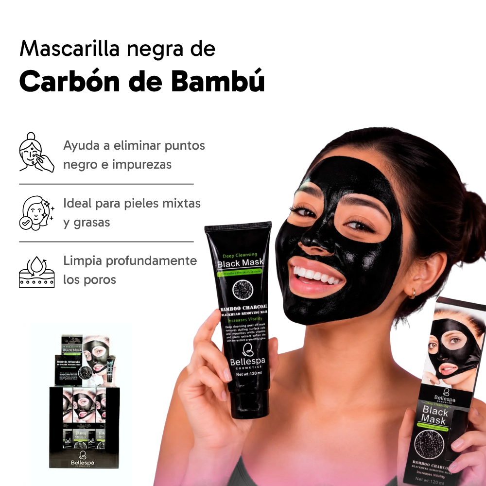 Mascarilla Negra Peel-Off de Carbón de Bambú - Bellespa Cosmetics (120ml)