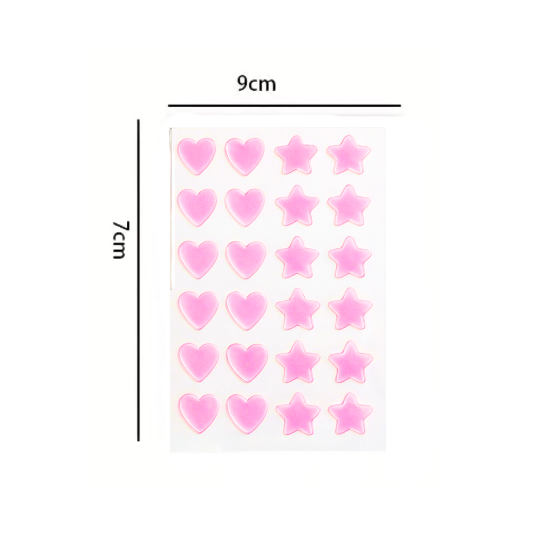 24 Parches para Acné Hidrocoloide Corazón y Estrellas