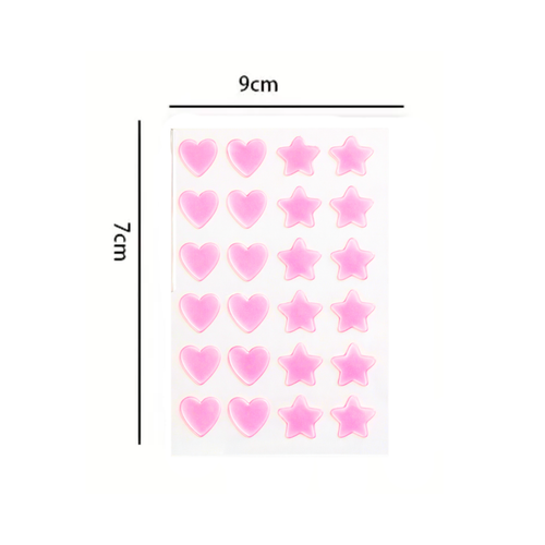 24 Parches para Acné Hidrocoloide Corazón y Estrellas