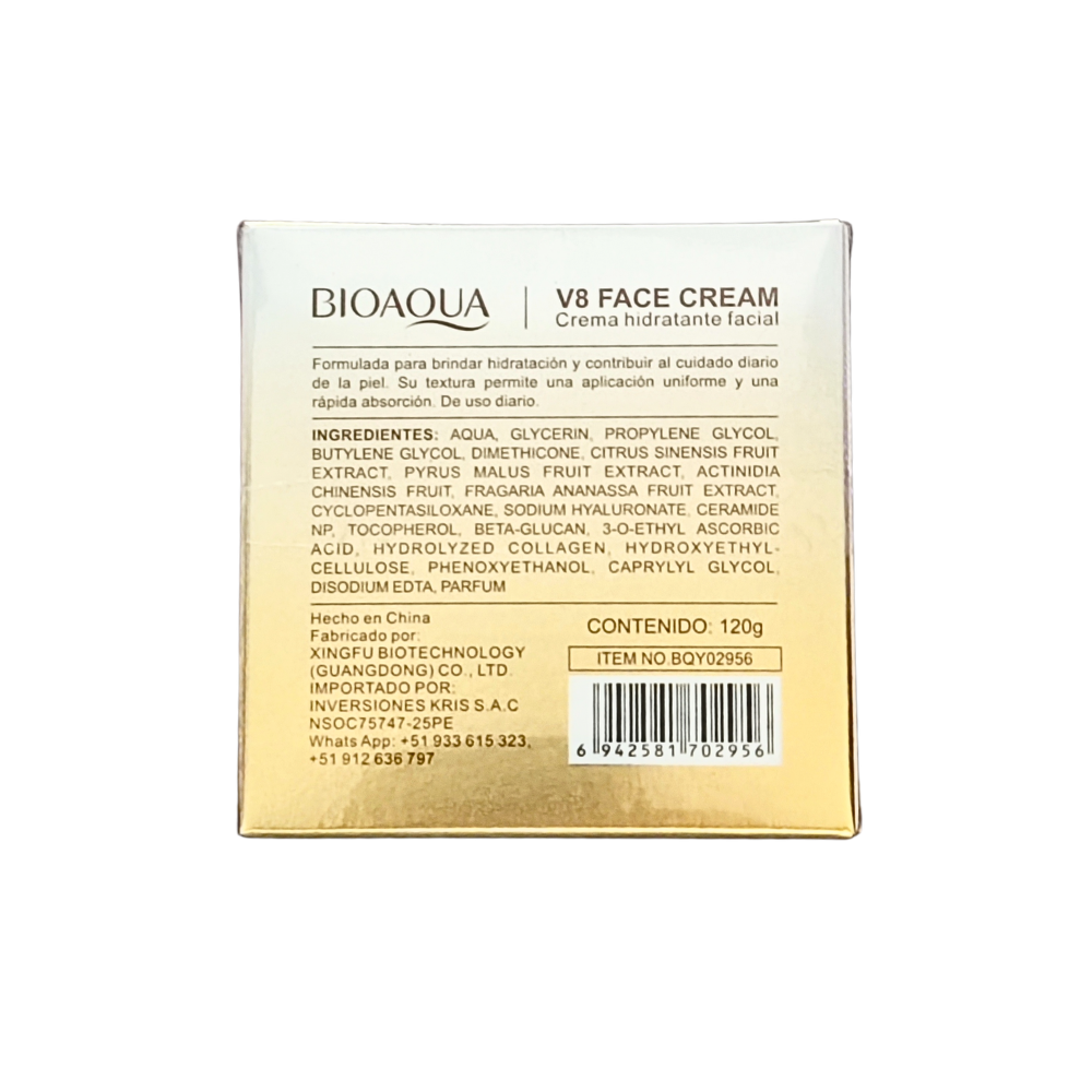 Crema Facial Hidratante Efecto Aclarante con Ácido Hialurónico V8