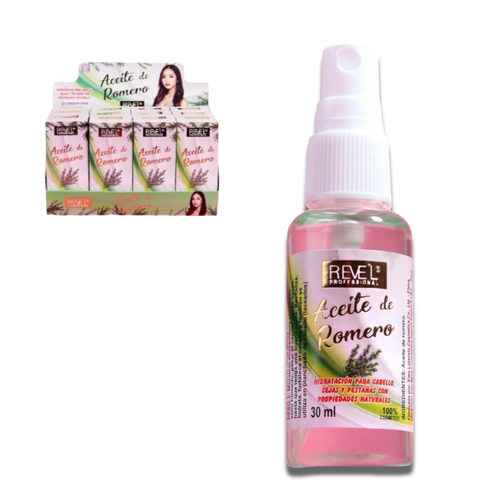 Aceite de Romero Natural para Cabello, Cejas y Pestañas - Revel Professional 30ml