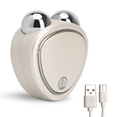 Masajeador Facial de Microcorriente con Carga USB - Blanco Ergonómico